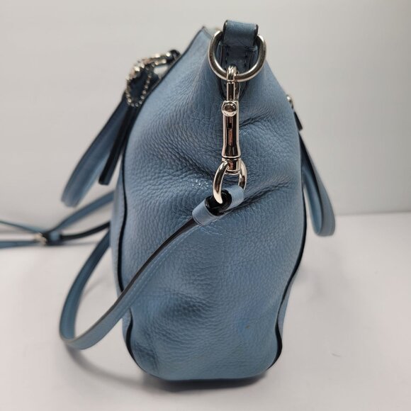 Coach Prairie Satchel Women's Blue Crossbody Pebble Leather Blue Bag 79997 - Picture 3 of 12